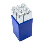 Ståltal prægestempler i sæt (0-9) med karakter højde 1 mm (Styrke 1200 N/mm2)